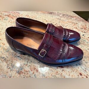 Allen Edmonds Montague Strap Fringe Burgundy Leather Loafer Shoes Men’s Sz 11 B